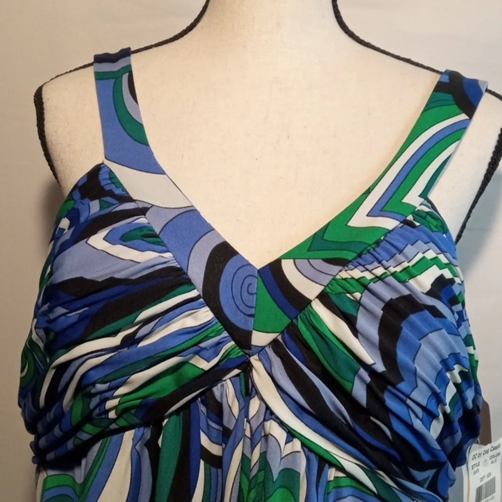 Oleg Cassini Blue and Green Sleeveless Sundress size 14 NWT